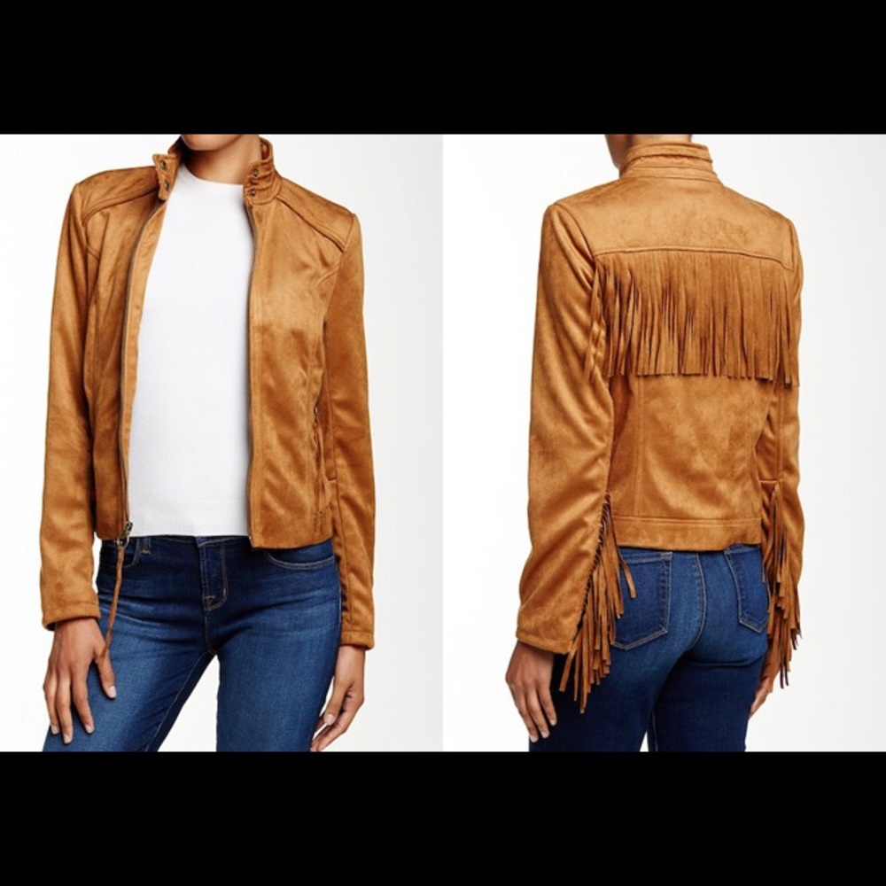 NWT Rachel Roy fringe vegan side jacket